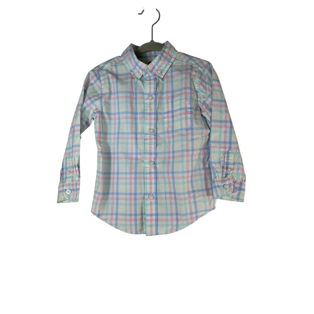 JANIE AND JACK Boy’s Pastel Plaid Button Down Shirt / Size: 18-24 Months